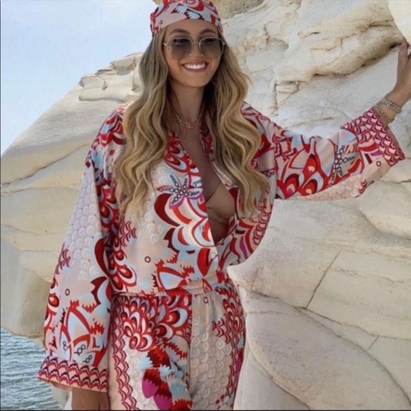 Zara Satin Floral Printed Hi Lo Button Up Shirt Blogger Favorite - Picture 3 of 9